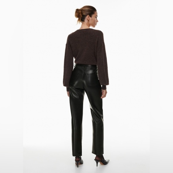 NWT Aritzia Wilfred Melina Pant in Japanese vegan leather black size 12 - Picture 3 of 10